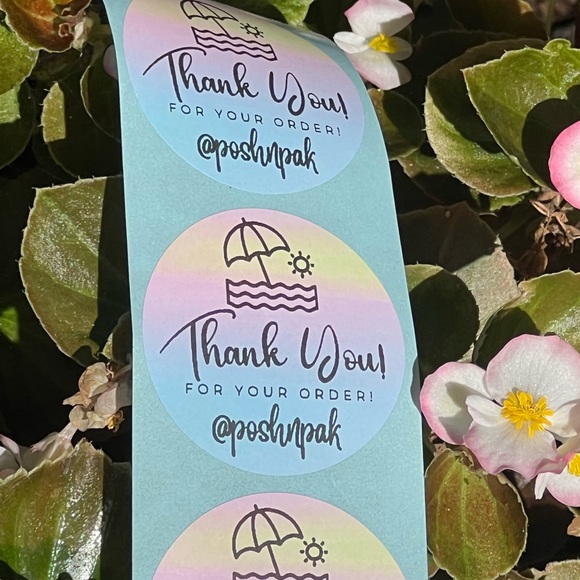 BEACH VIBES 🏖️50 CUSTOM THANK YOU STICKERS with your Closet name - Picture 2 of 4